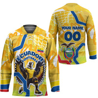 Personalized Ecuador Football Condor Mascot Hockey Jersey Golden Wings of La Tri