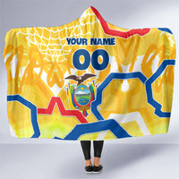 Personalized Ecuador Football Condor Mascot Hooded Blanket Golden Wings of La Tri