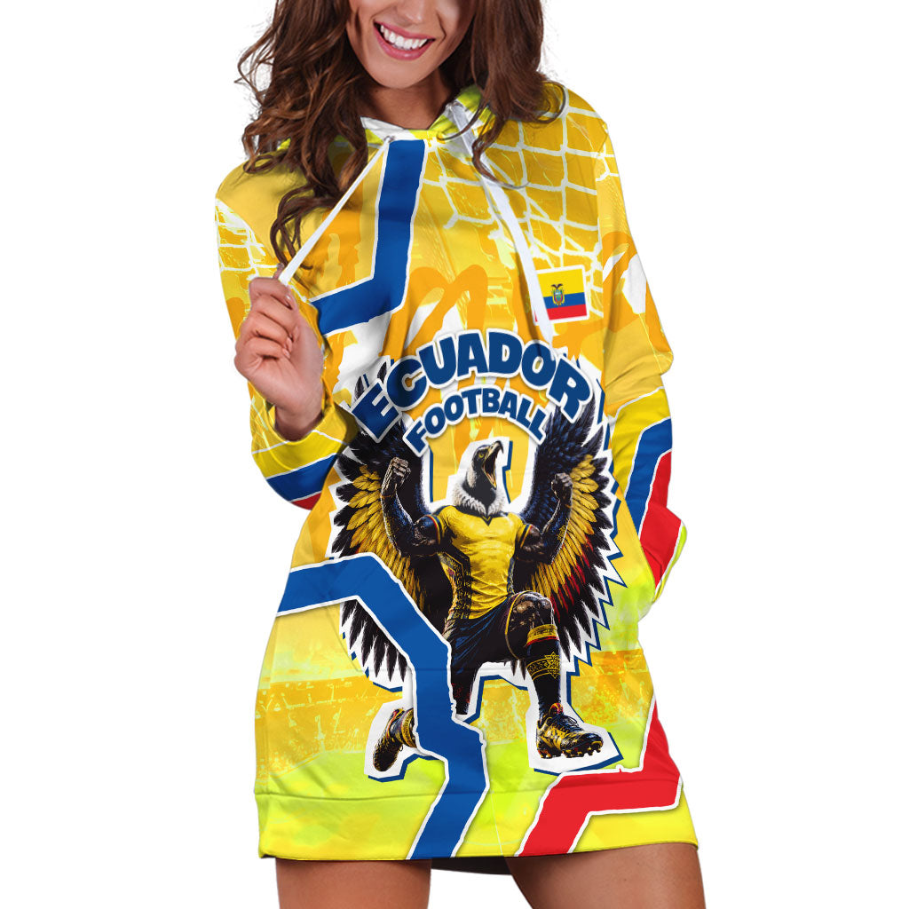 Personalized Ecuador Football Condor Mascot Hoodie Dress Golden Wings of La Tri