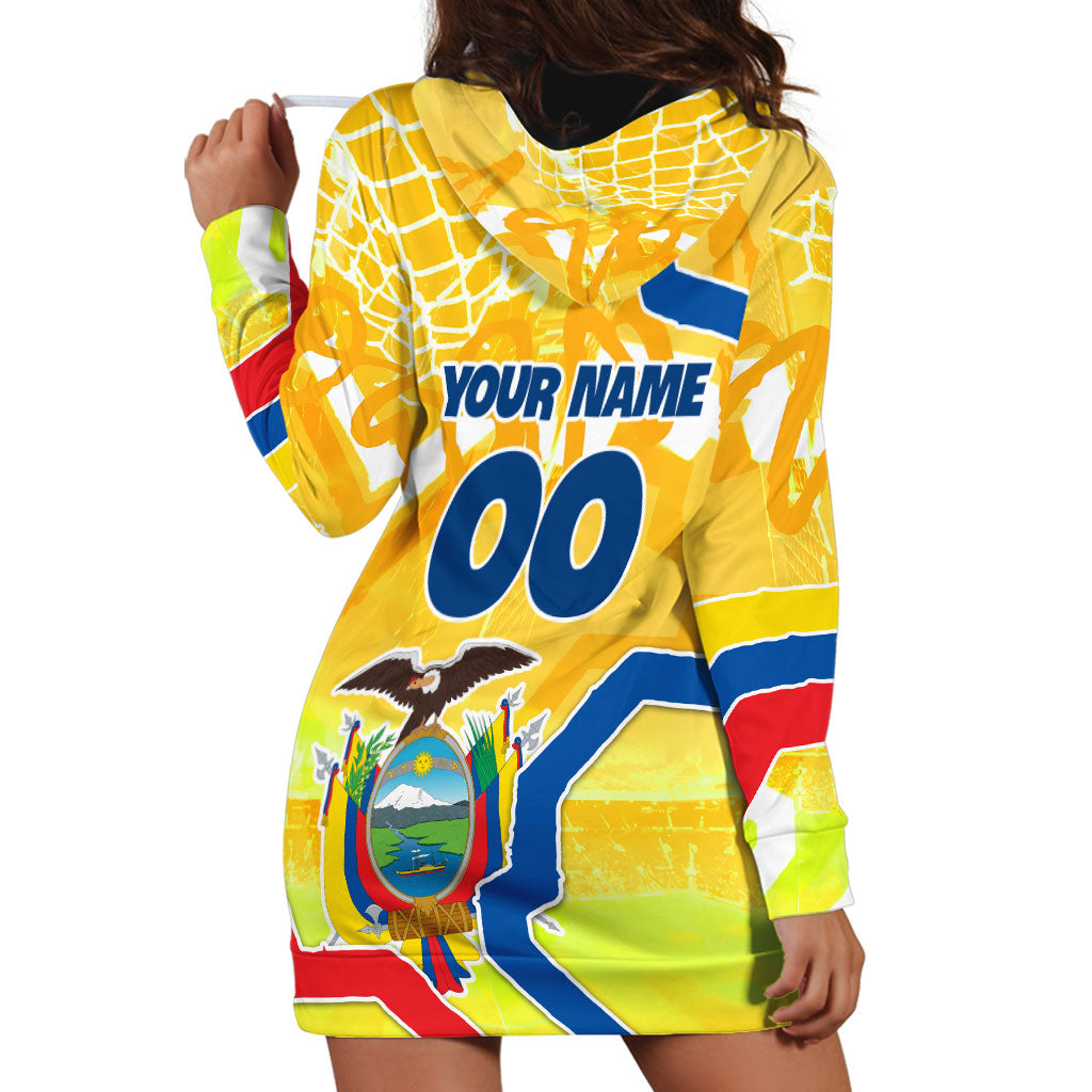 Personalized Ecuador Football Condor Mascot Hoodie Dress Golden Wings of La Tri