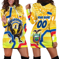 Personalized Ecuador Football Condor Mascot Hoodie Dress Golden Wings of La Tri