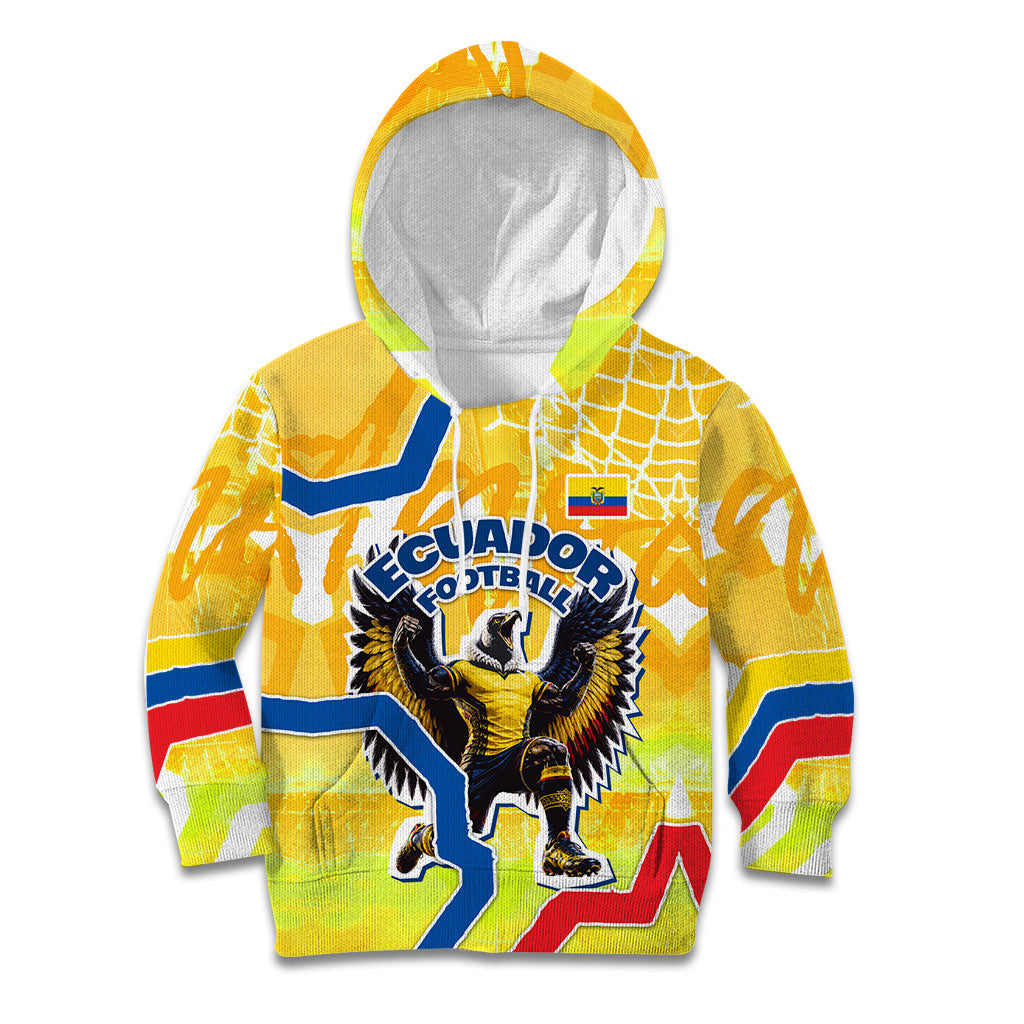 Personalized Ecuador Football Condor Mascot Kid Hoodie Golden Wings of La Tri