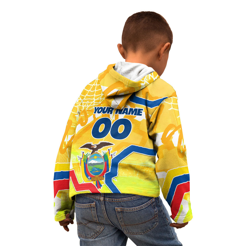 Personalized Ecuador Football Condor Mascot Kid Hoodie Golden Wings of La Tri