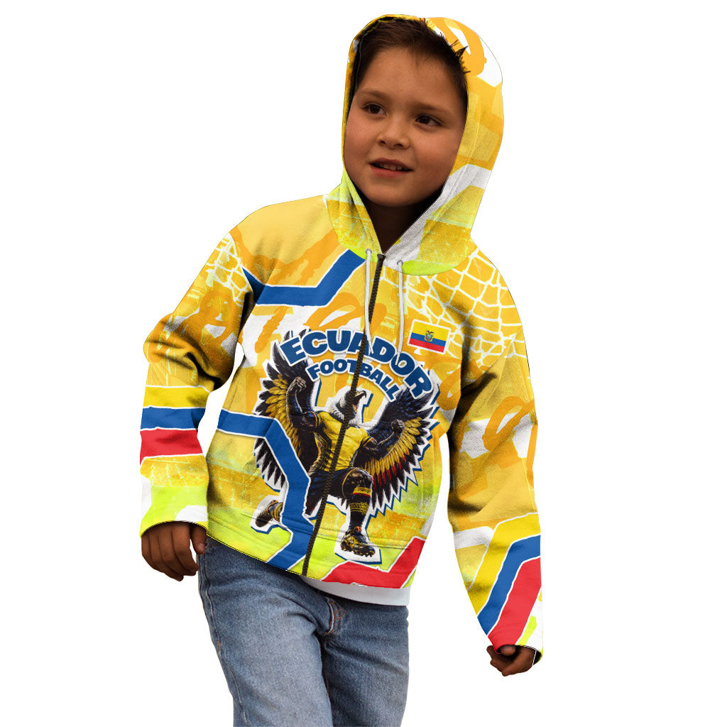 Personalized Ecuador Football Condor Mascot Kid Hoodie Golden Wings of La Tri
