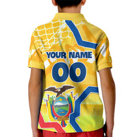 Personalized Ecuador Football Condor Mascot Kid Polo Shirt Golden Wings of La Tri