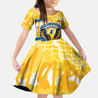 Personalized Ecuador Football Condor Mascot Kid Short Sleeve Dress Golden Wings of La Tri