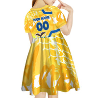 Personalized Ecuador Football Condor Mascot Kid Short Sleeve Dress Golden Wings of La Tri