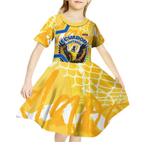 Personalized Ecuador Football Condor Mascot Kid Short Sleeve Dress Golden Wings of La Tri