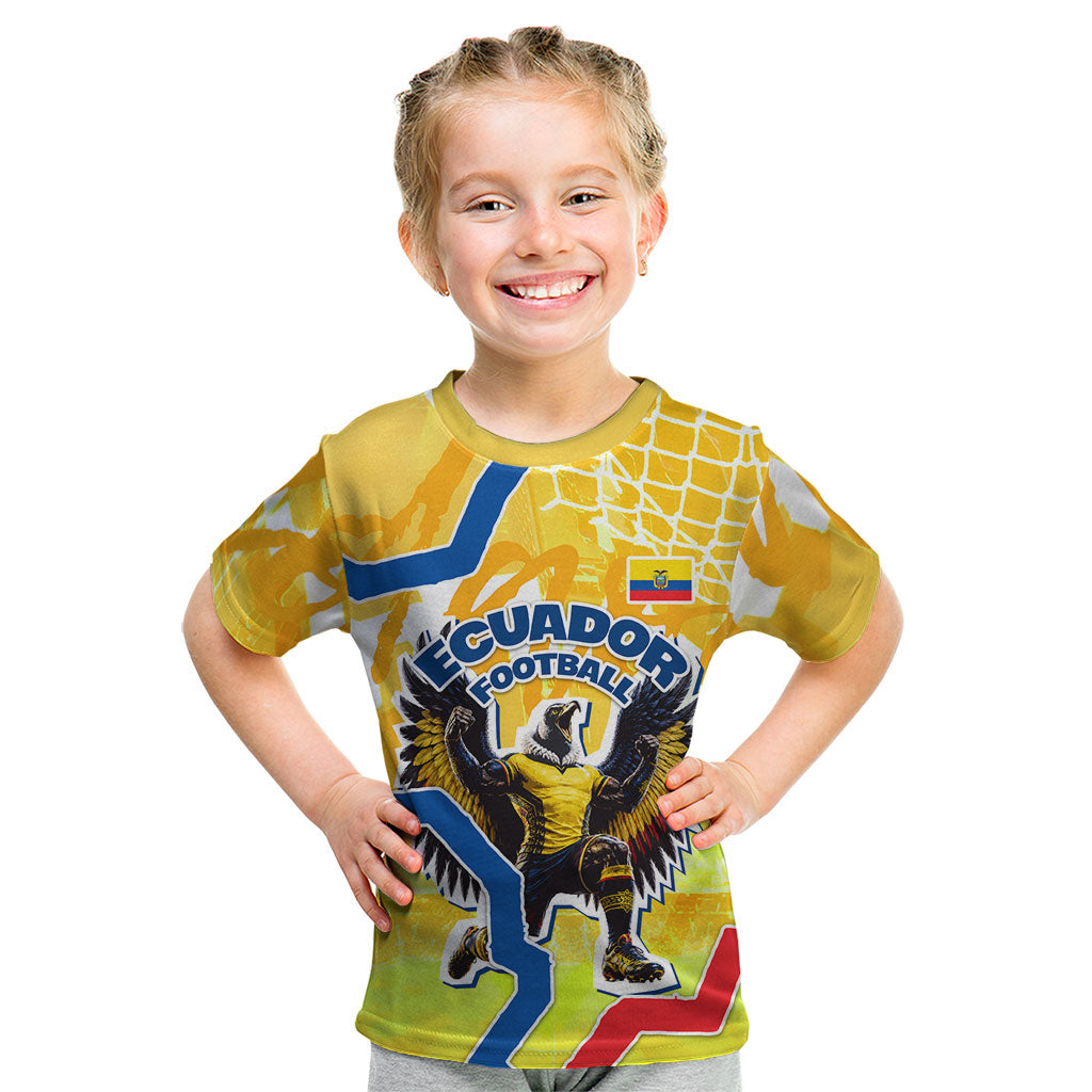 Personalized Ecuador Football Condor Mascot Kid T Shirt Golden Wings of La Tri