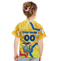 Personalized Ecuador Football Condor Mascot Kid T Shirt Golden Wings of La Tri