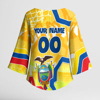 Personalized Ecuador Football Condor Mascot Kimono Sleeve Blouse Golden Wings of La Tri
