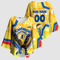 Personalized Ecuador Football Condor Mascot Kimono Sleeve Blouse Golden Wings of La Tri