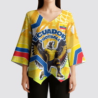 Personalized Ecuador Football Condor Mascot Kimono Sleeve Blouse Golden Wings of La Tri