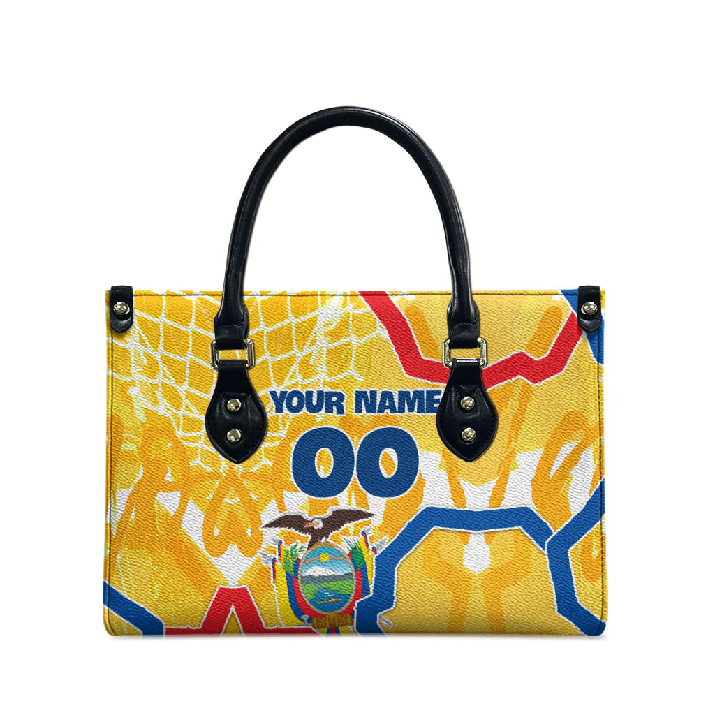 Personalized Ecuador Football Condor Mascot Leather Bag Golden Wings of La Tri