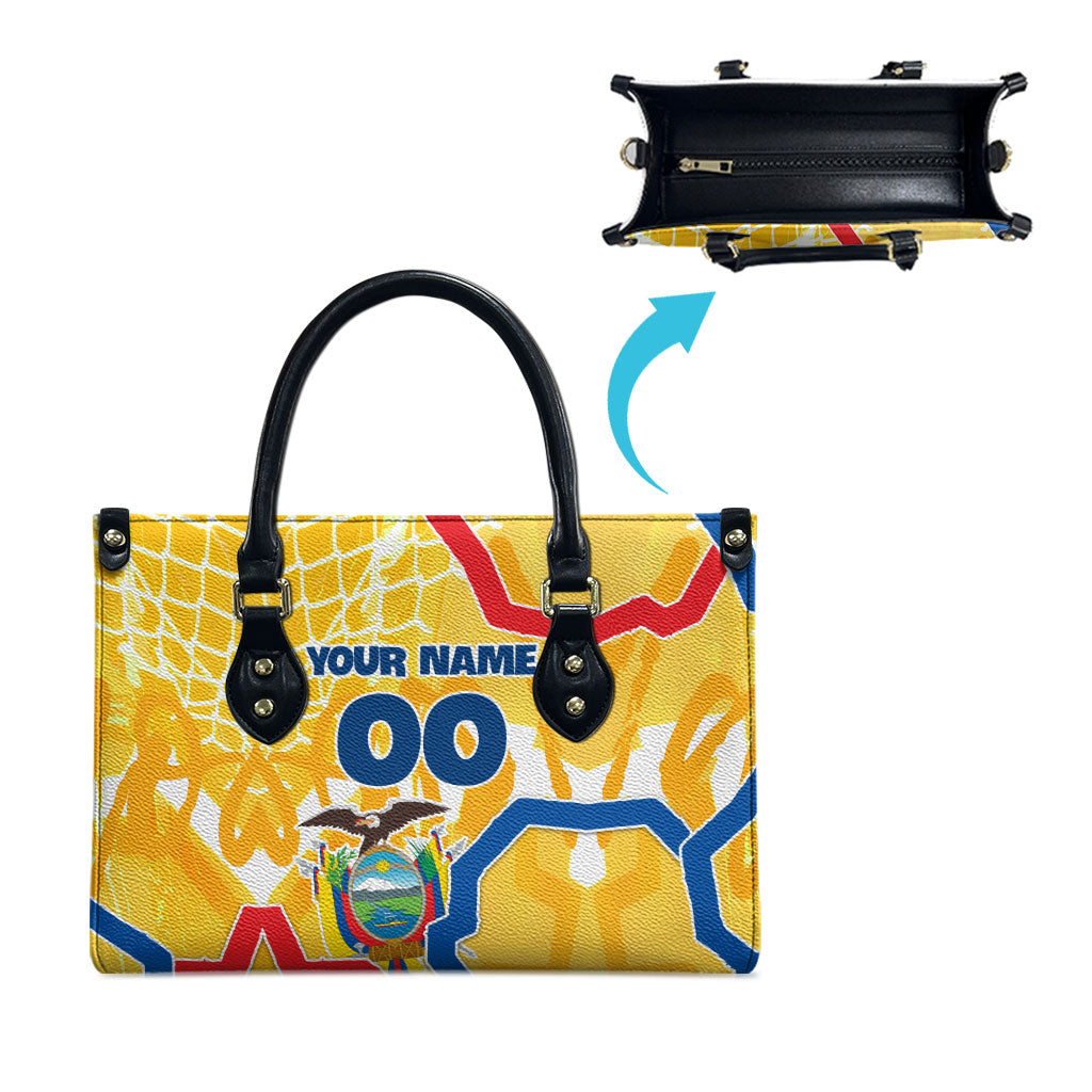Personalized Ecuador Football Condor Mascot Leather Bag Golden Wings of La Tri