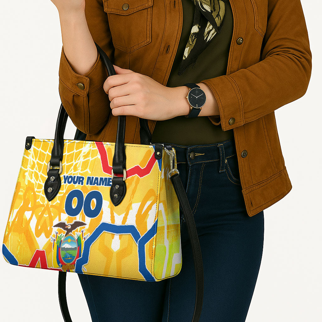 Personalized Ecuador Football Condor Mascot Leather Bag Golden Wings of La Tri