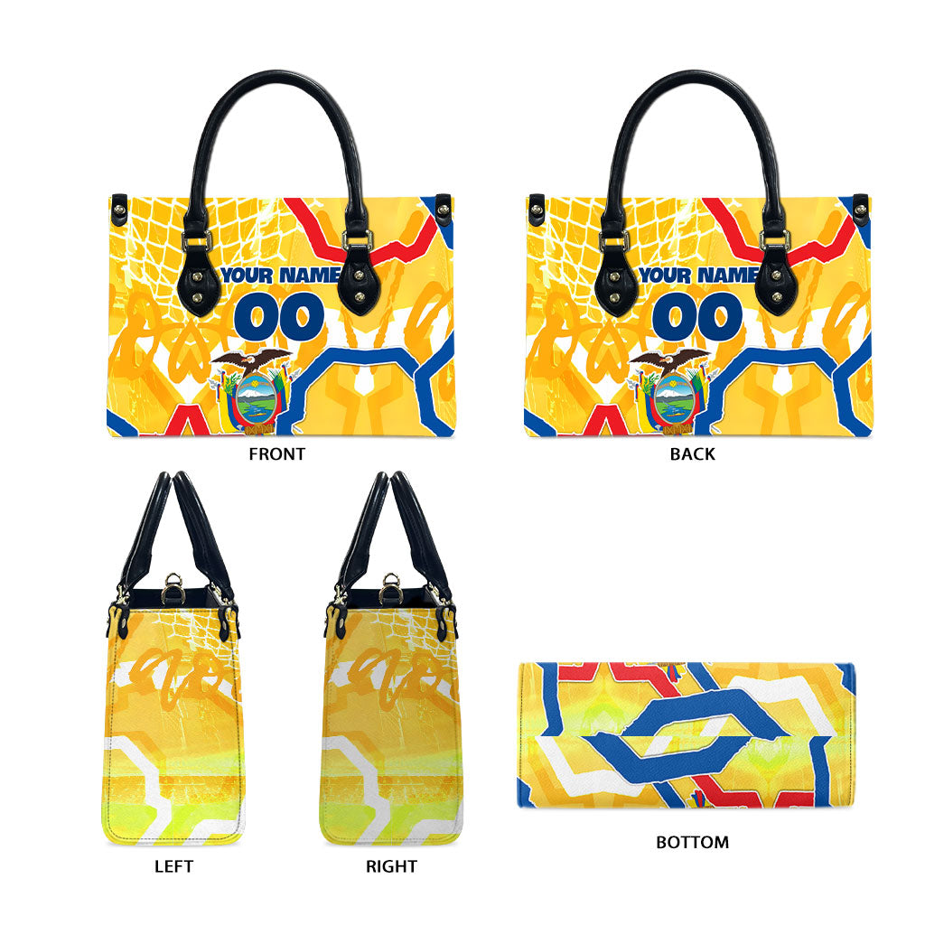 Personalized Ecuador Football Condor Mascot Leather Bag Golden Wings of La Tri