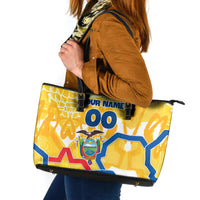 Personalized Ecuador Football Condor Mascot Leather Tote Bag Golden Wings of La Tri