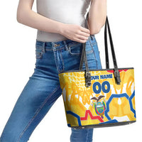 Personalized Ecuador Football Condor Mascot Leather Tote Bag Golden Wings of La Tri