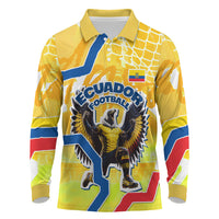 Personalized Ecuador Football Condor Mascot Long Sleeve Polo Shirt Golden Wings of La Tri