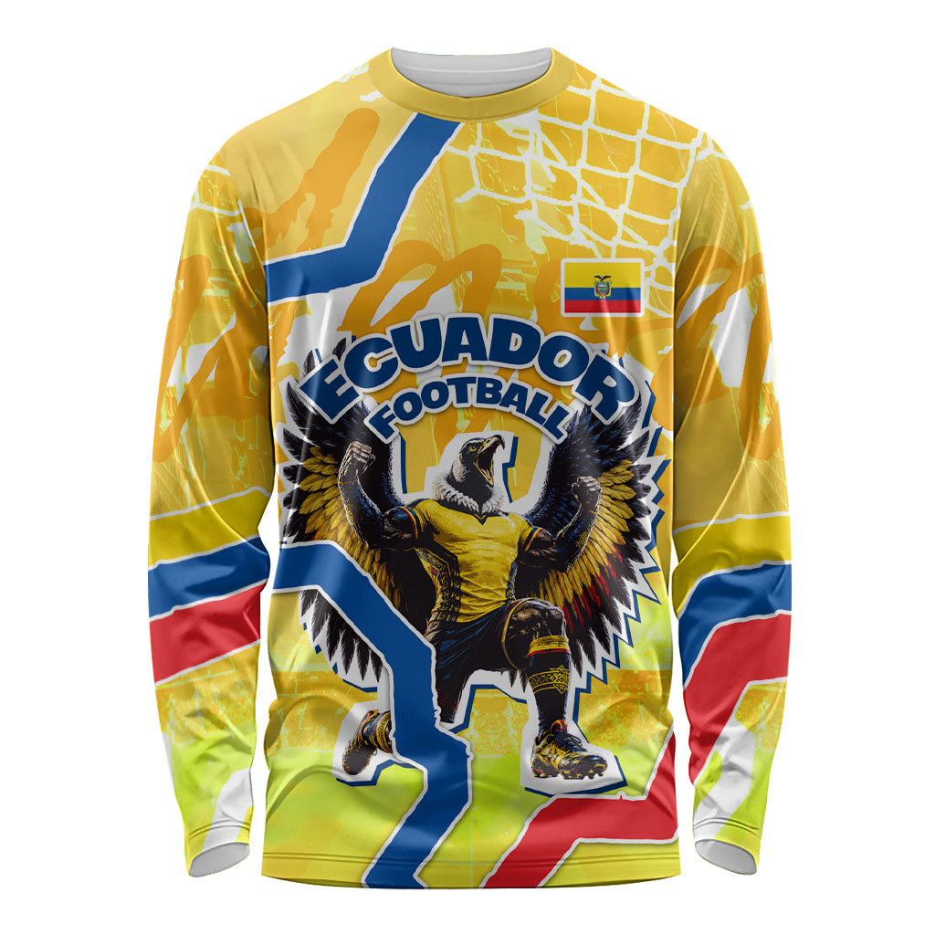 Personalized Ecuador Football Condor Mascot Long Sleeve Shirt Golden Wings of La Tri