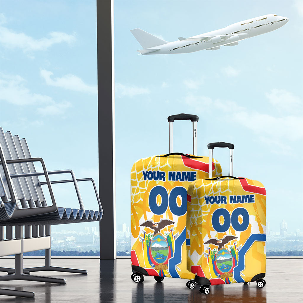 Personalized Ecuador Football Condor Mascot Luggage Cover Golden Wings of La Tri