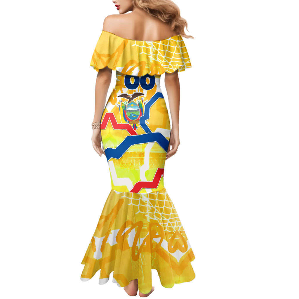 Personalized Ecuador Football Condor Mascot Mermaid Dress Golden Wings of La Tri