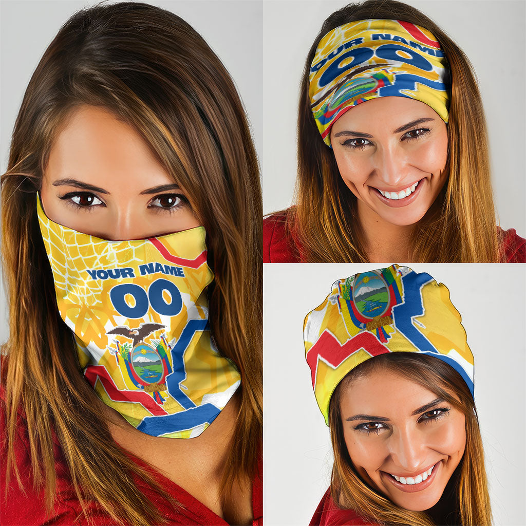 Personalized Ecuador Football Condor Mascot Neck Gaiter Golden Wings of La Tri