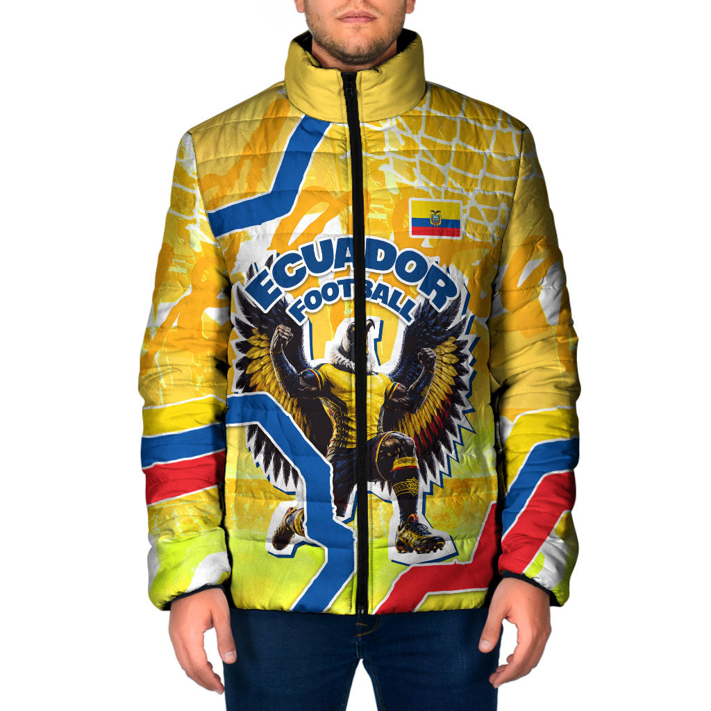 Personalized Ecuador Football Condor Mascot Padded Jacket Golden Wings of La Tri