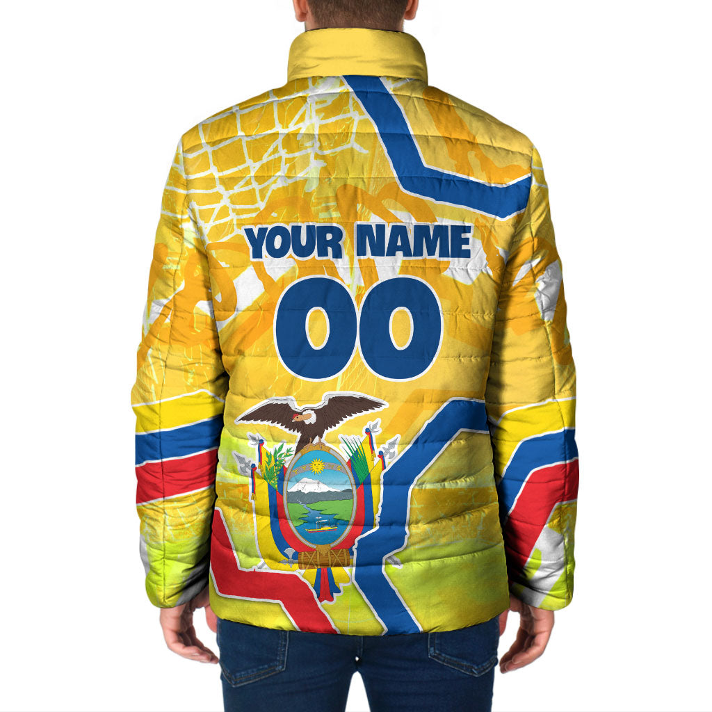 Personalized Ecuador Football Condor Mascot Padded Jacket Golden Wings of La Tri