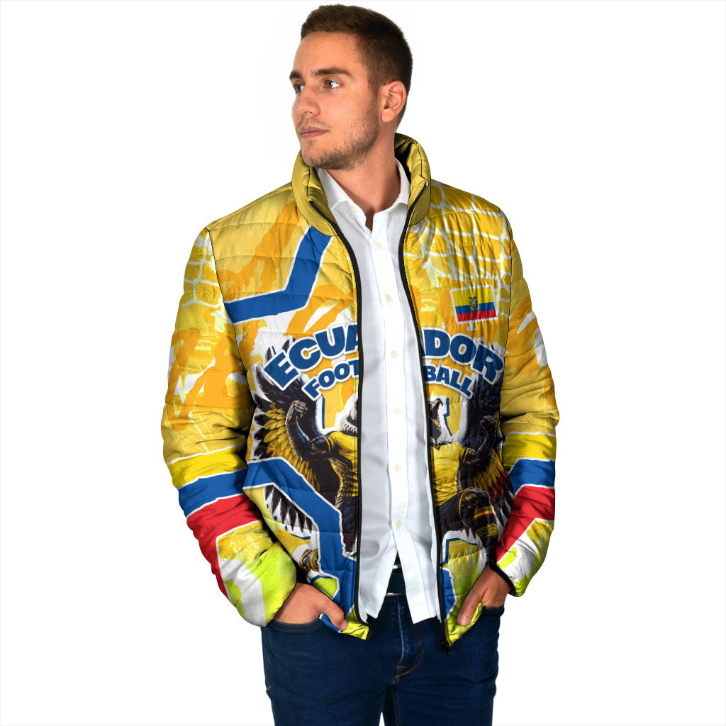 Personalized Ecuador Football Condor Mascot Padded Jacket Golden Wings of La Tri