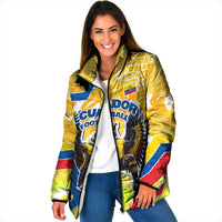 Personalized Ecuador Football Condor Mascot Padded Jacket Golden Wings of La Tri