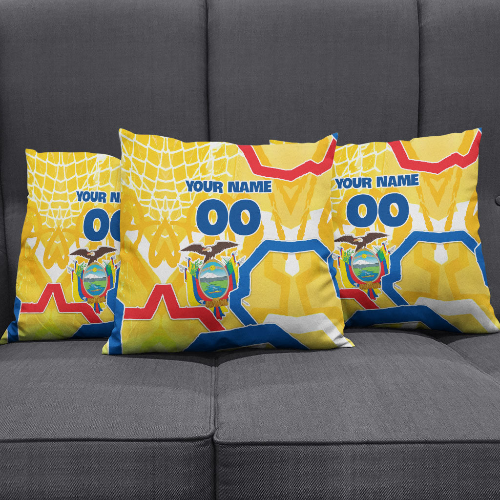 Personalized Ecuador Football Condor Mascot Pillow Cover Golden Wings of La Tri