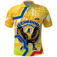 Personalized Ecuador Football Condor Mascot Polo Shirt Golden Wings of La Tri