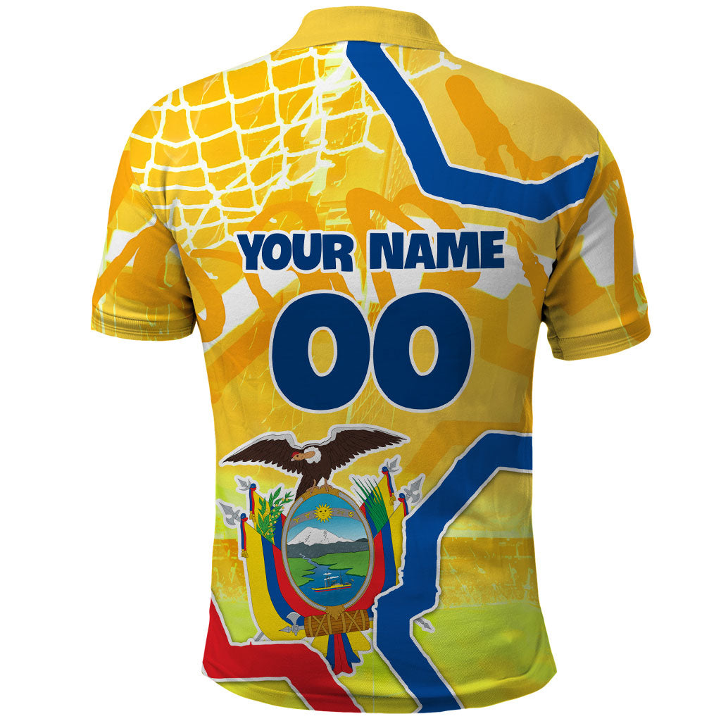 Personalized Ecuador Football Condor Mascot Polo Shirt Golden Wings of La Tri
