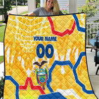 Personalized Ecuador Football Condor Mascot Quilt Golden Wings of La Tri