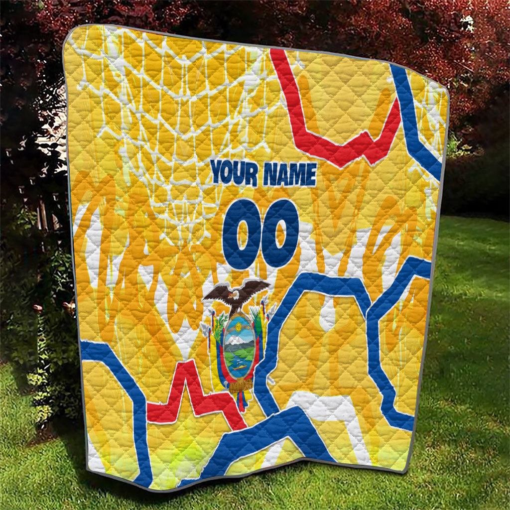 Personalized Ecuador Football Condor Mascot Quilt Golden Wings of La Tri