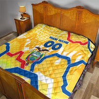 Personalized Ecuador Football Condor Mascot Quilt Golden Wings of La Tri