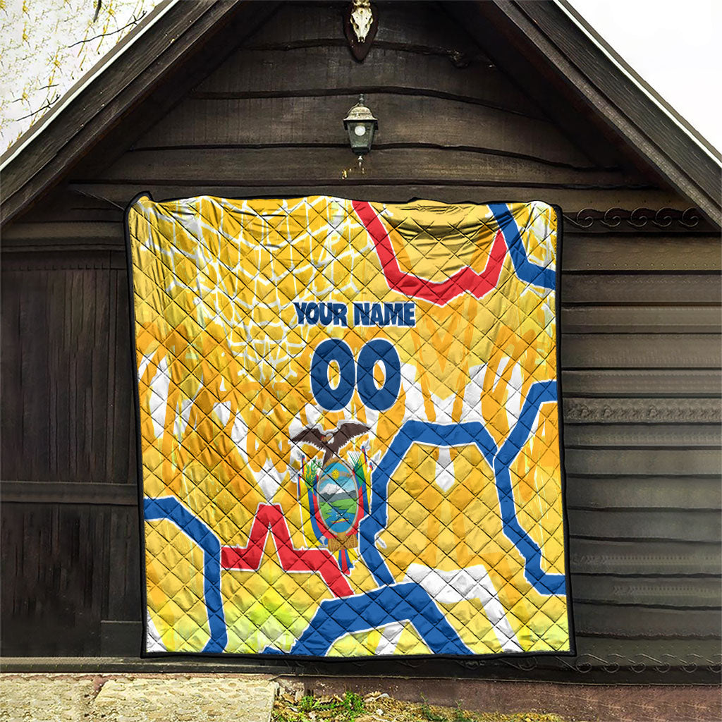 Personalized Ecuador Football Condor Mascot Quilt Golden Wings of La Tri