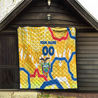 Personalized Ecuador Football Condor Mascot Quilt Golden Wings of La Tri