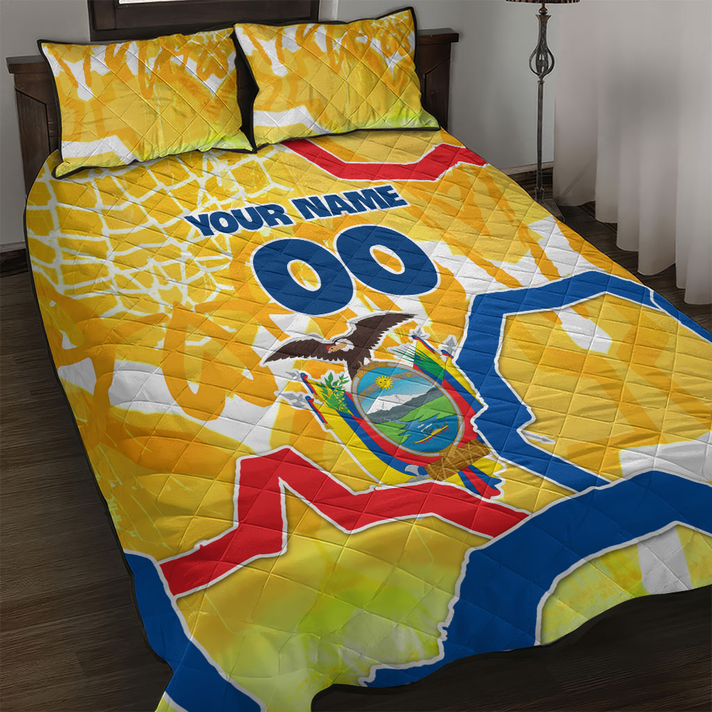 Personalized Ecuador Football Condor Mascot Quilt Bed Set Golden Wings of La Tri