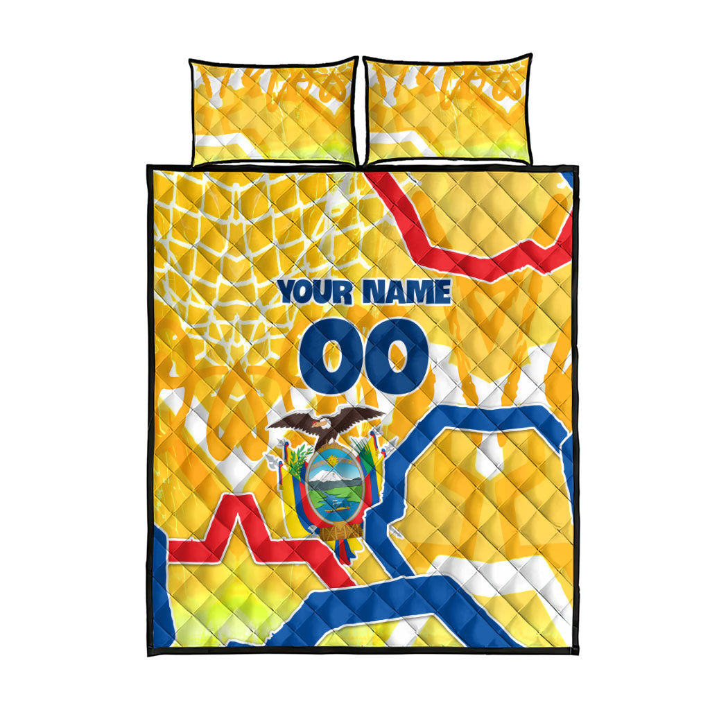 Personalized Ecuador Football Condor Mascot Quilt Bed Set Golden Wings of La Tri