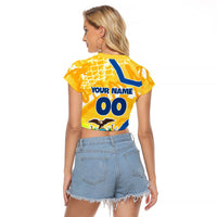 Personalized Ecuador Football Condor Mascot Raglan Cropped T Shirt Golden Wings of La Tri