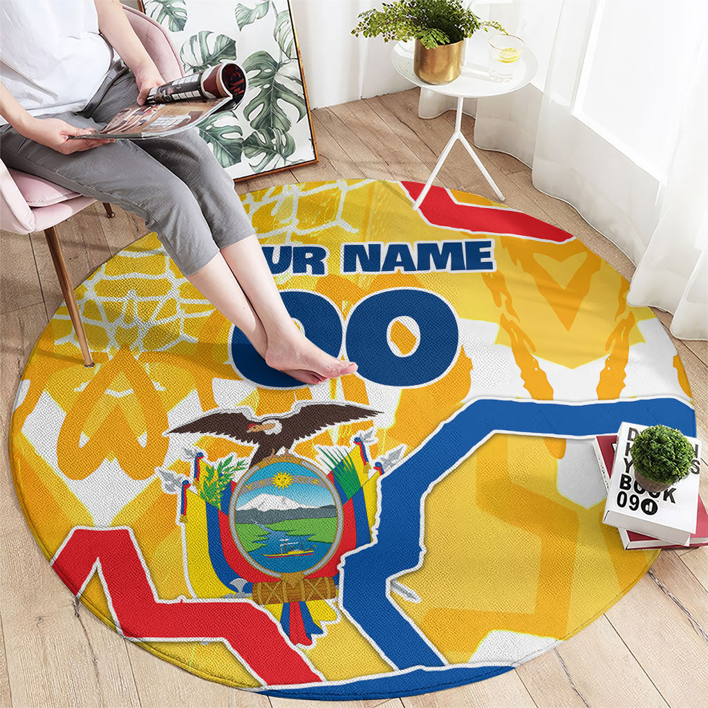 Personalized Ecuador Football Condor Mascot Round Carpet Golden Wings of La Tri