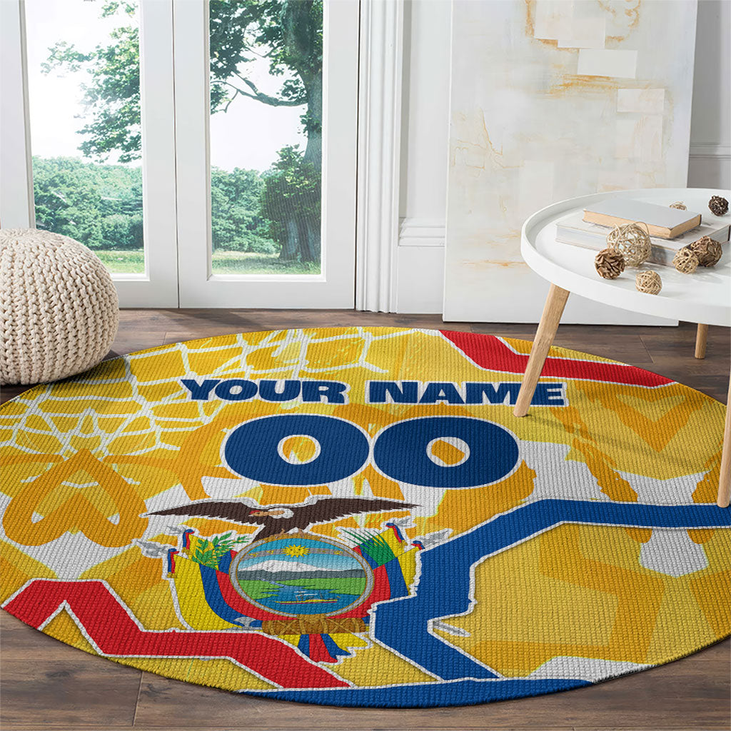 Personalized Ecuador Football Condor Mascot Round Carpet Golden Wings of La Tri