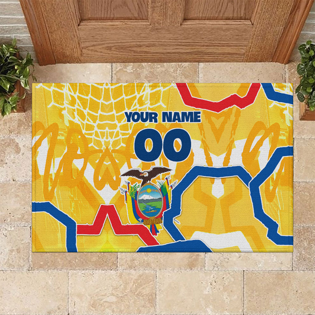 Personalized Ecuador Football Condor Mascot Rubber Doormat Golden Wings of La Tri