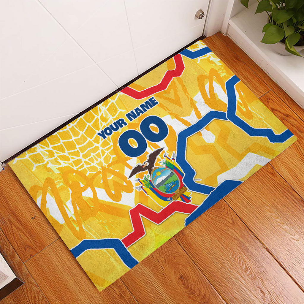 Personalized Ecuador Football Condor Mascot Rubber Doormat Golden Wings of La Tri