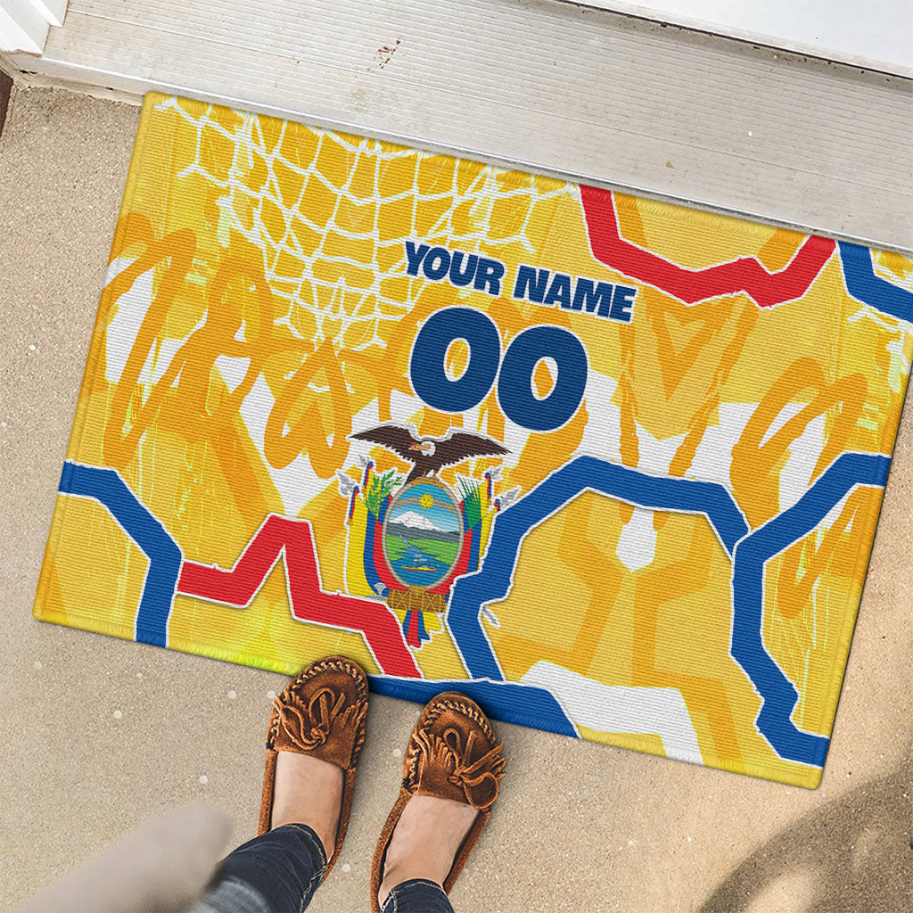 Personalized Ecuador Football Condor Mascot Rubber Doormat Golden Wings of La Tri