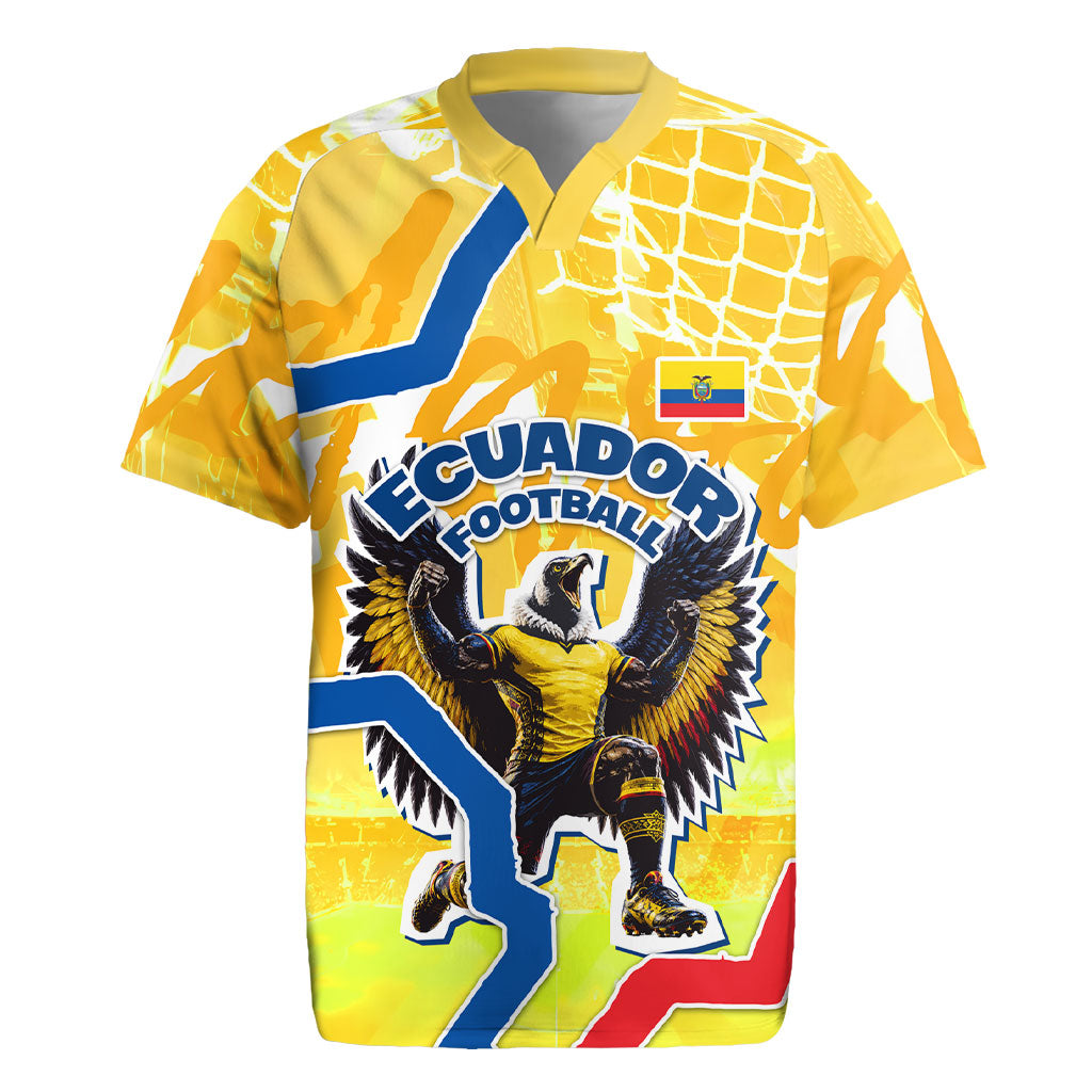 Personalized Ecuador Football Condor Mascot Rugby Jersey Golden Wings of La Tri