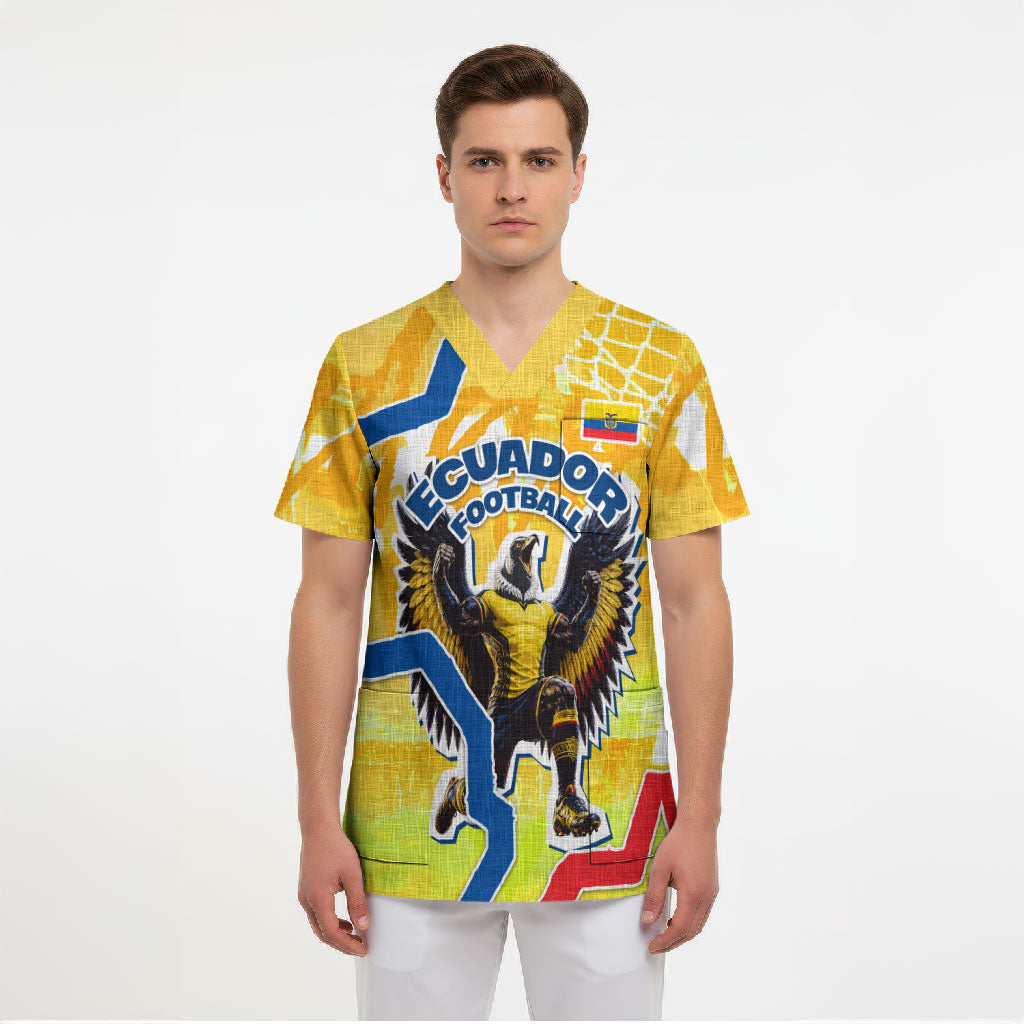 Personalized Ecuador Football Condor Mascot Scrub Top Golden Wings of La Tri